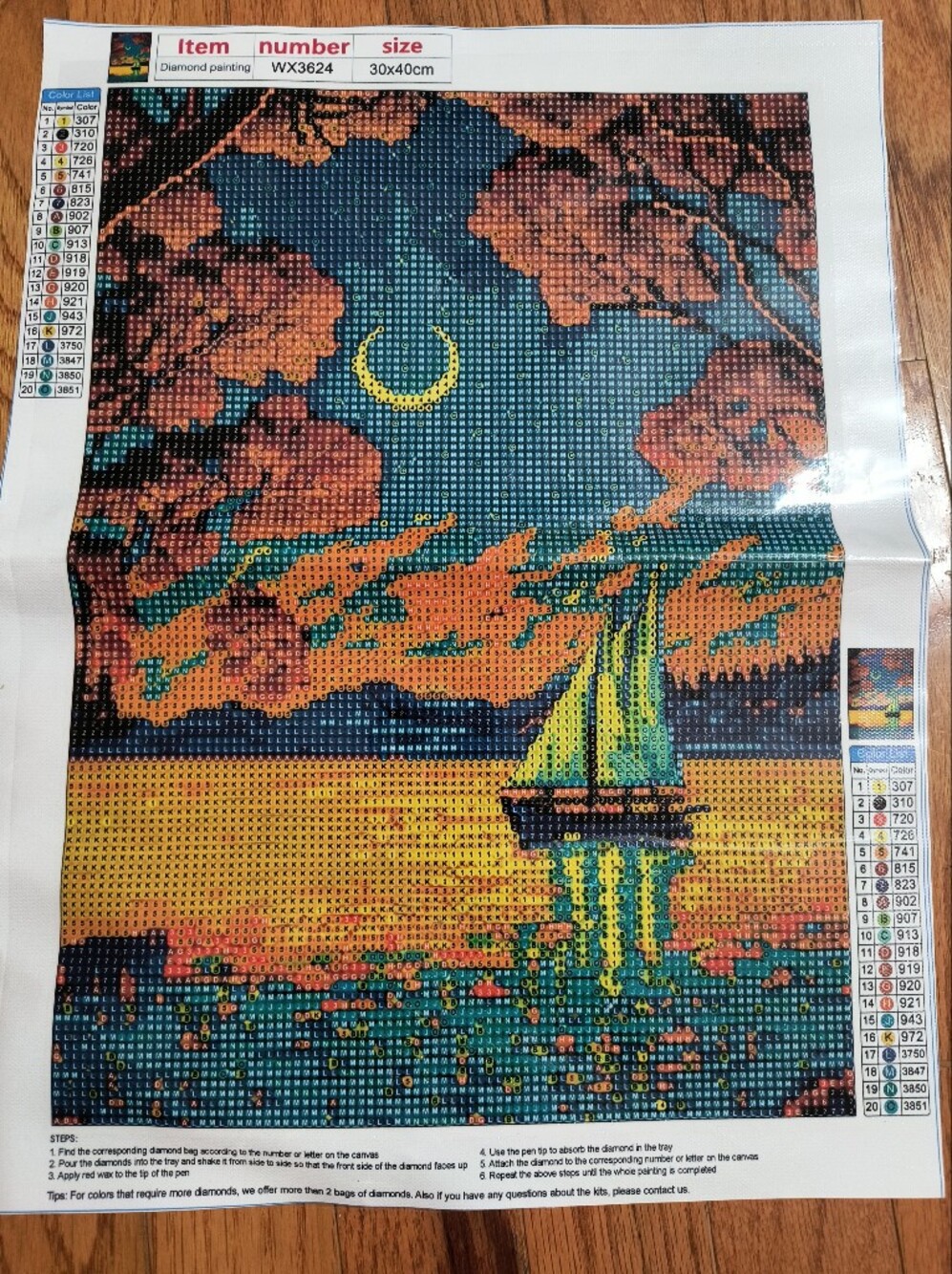 New diamond art kit Sailboat in the Moonlight